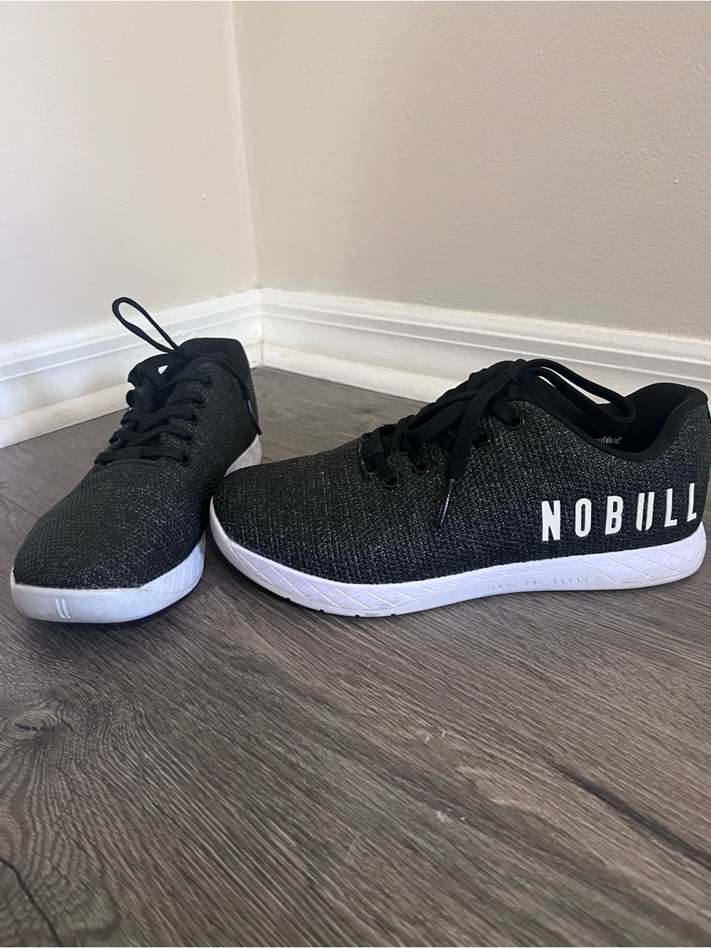 NOBULL Black Knit Athletic Trainers with White Soles